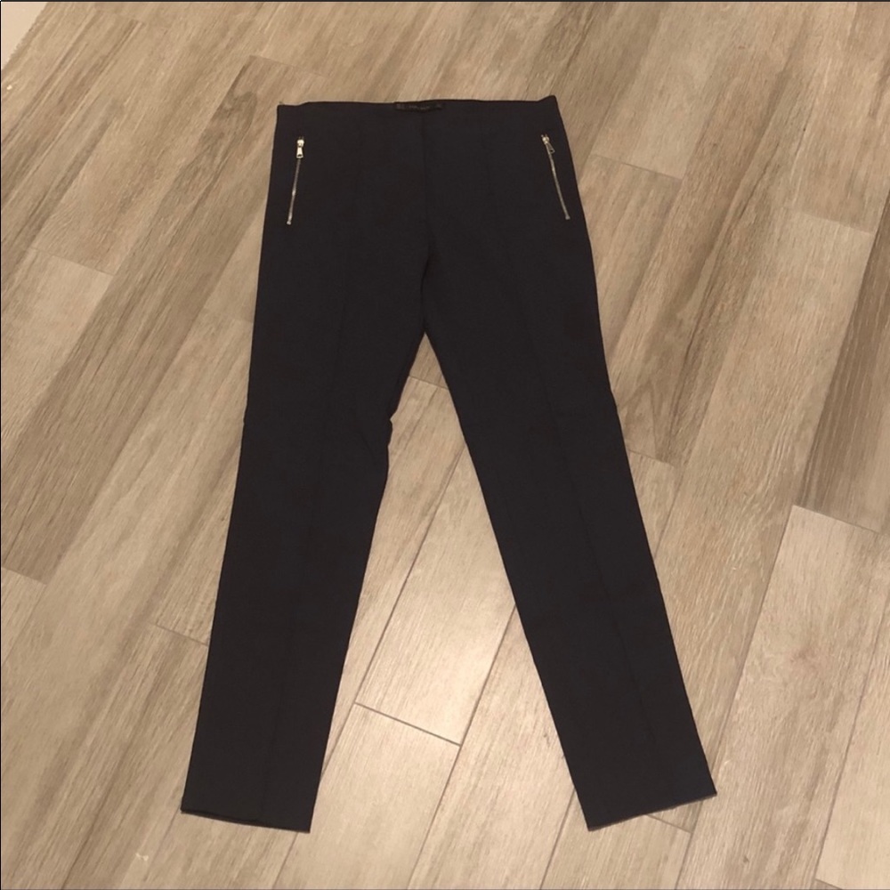 Navy Zara Trousers with Zip Pockets